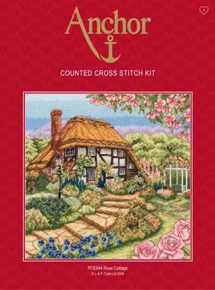 Anchor Rose Cottage Cross Stitch Kit - 31cm x 31cm