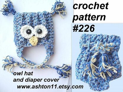 Owl Hat and Diaper Cover | Crochet Pattern 226