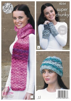 Scarf, Shoulder Wrap, Snood, Polo Shoulder Cover, Hat and Wrist Warmers in King Cole Super Chunky - 4354 - Downloadable PDF