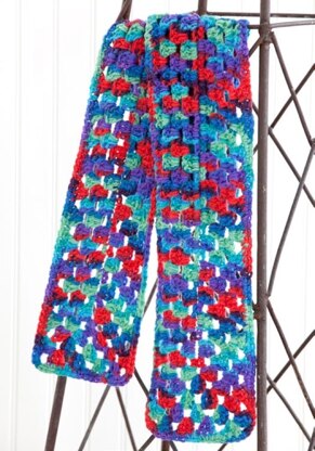 One Warm Coat¬ Crocheted Scarf in Red Heart Super Saver Economy Prints - LW2780