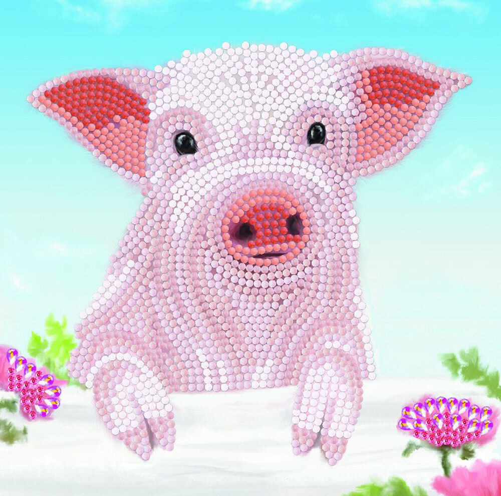 Crystal Art Pig on the Fence Card Diamond Painting