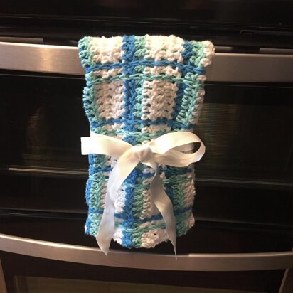 Crochet Tartan Plaid Hand Towel/Wash Cloth