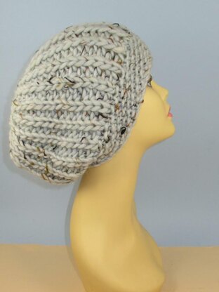 Super Chunky Moss Stitch Cuff Fishermans Rib Slouch Hat