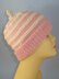 Stripe Topknot Beanie Hat