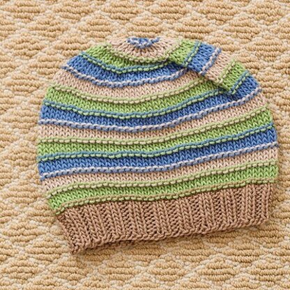 Striped Hoodie & Hat - Knitting Pattern for Babies in Tahki Yarns Cotton Classic