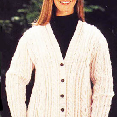 Aran Cardigan Sweater in Lion Brand Fishermen's Wool