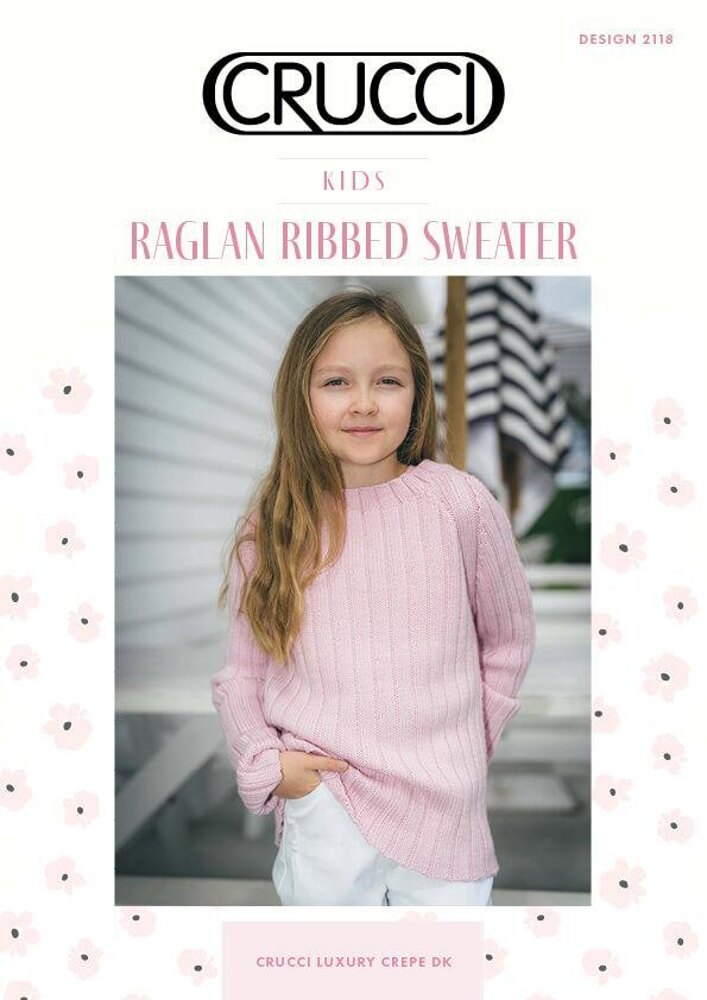 2118 Kids Raglan Ribbed Jumper Knitting pattern by Crucci NZ