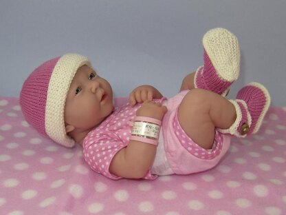 Just For Preemies - Premature Baby 4 Ply Bumper Booties and Beanie