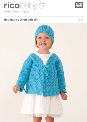 Lacy Cardigan and Lacy Hat Set in Rico Baby Cotton Soft DK - 245