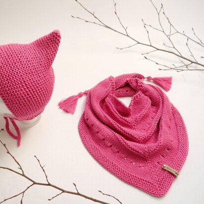 Knitting Pattern - Sweetie-Set Bonnet & Triangular - No.209E