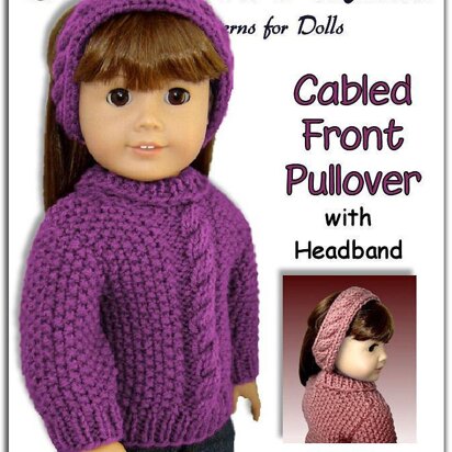 Pdf 18 inch doll knitting pattern. Fits American Girl Doll. Cabled Front 003