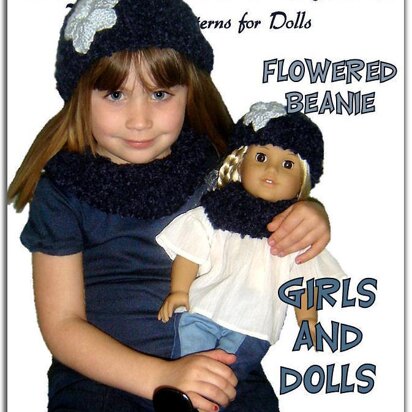 Matching Girl and Doll Beanie and Neck Warmer. 18 inch doll, children. PDF, 402