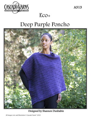 Cascade Yarns A313 Deep Purple Poncho (Free)