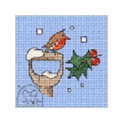 Mouseloft Christmas Card Stitchlet - Little Winter Robin Cross Stitch Kit - 64mm