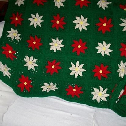 Christmas Poinsettia Afghan C-109