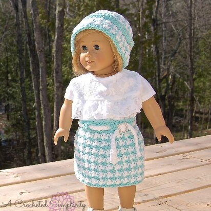 Houndstooth 18" Doll Cloche, Top & Skirt