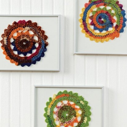 Colorful Crocheted Doilies in Red Heart Heart & Sole - LW1613