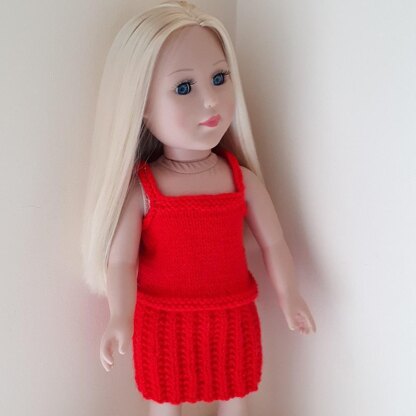 Red Ribbed Skirt for Doll