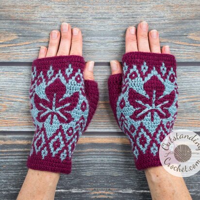 Star Leaf Mosaic Fingerless Gloves