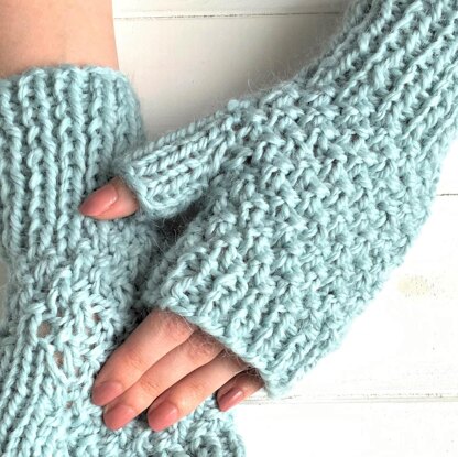 Glacier Blue Fingerless Gloves