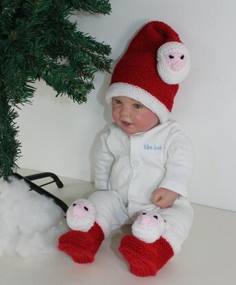 Baby Santa Head Hat and Booties