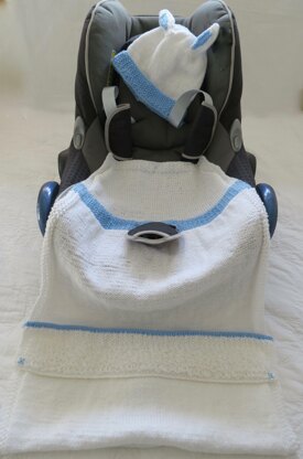 Baby Boy Bunting Bunny Car Seat Blanket & Hat