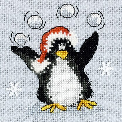 Bothy Threads PPP Playing Snowballs Cross Stitch Kit - 10 x 10cm