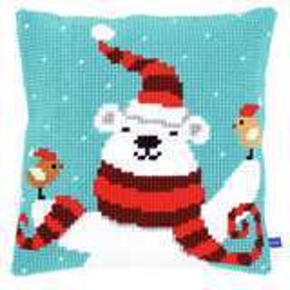 Vervaco Happy Christmas Bear Cushion Cross Stitch Kit - 40cm x 40cm