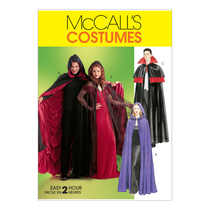 McCall's Misses'/Men's/Teen Boys' Lined & Unlined Cape Costumes M4139 - Paper Pattern Size All Size