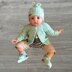 Fiona Baby Cardigan Hat and Booties Set