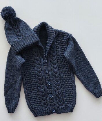 Childs cardigan and Beanie