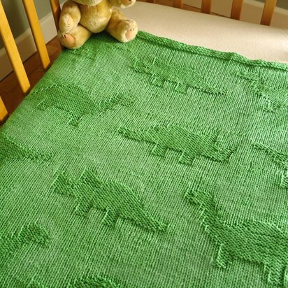 Easy Dinosaur Baby Blanket - knitting pattern