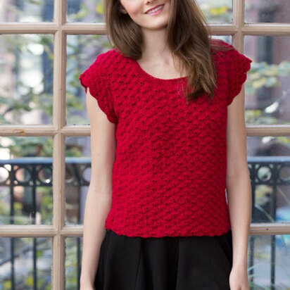 Shell Stitch Top in Red Heart Luster Sheen - LW4105 - Downloadable PDF