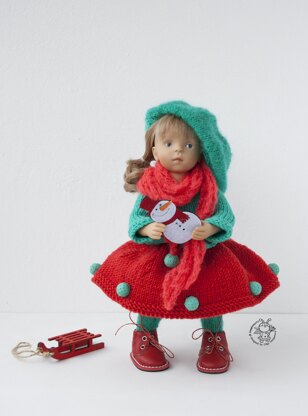 Turquoise and Scarlet outfit  for 13-14 inch dolls