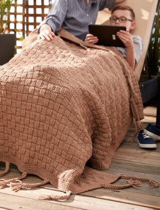 Basketweave Knit Throw in Bernat Maker Outdoor - Downloadable PDF