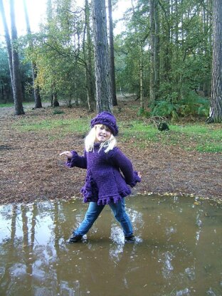 "Woodland Blueberry" Child Adult Sweater with Brimmed Hat