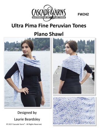 Peruvian Tones Plano Shawl in Cascade Yarns Ultra Pima Fine - FW242 - Downloadable PDF