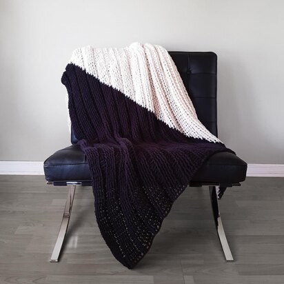 Corner Dip Color Block Crochet Throw Blanket