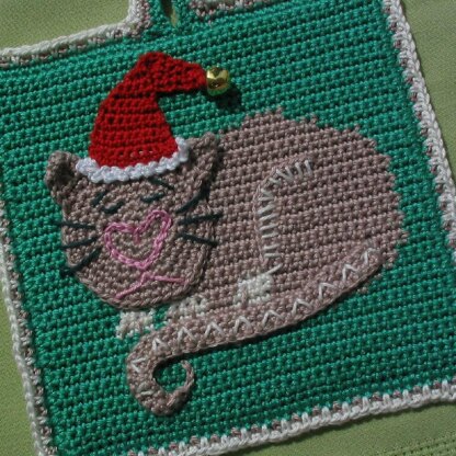 Christmas Kitten potholder