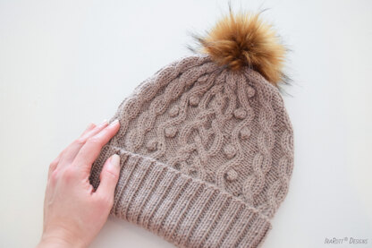 Cable Knit Hat With Brim