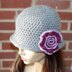 Brimmed Hat with Swirl Flower