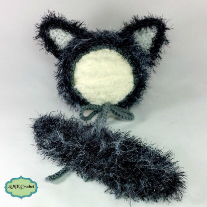 Newborn Fuzzy Wolf Hat and Unattached Tail Prop