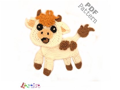 Cow crochet applique pattern
