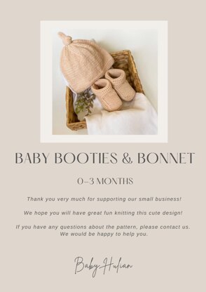 Cute and Simple Newborn Booties and Bonnet