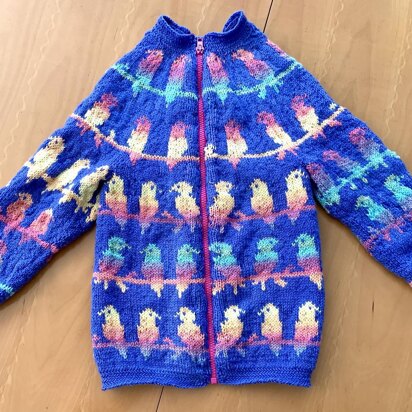 Coat with parrots