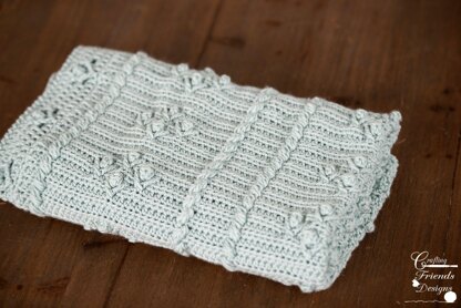 Cabled Blooms Blanket