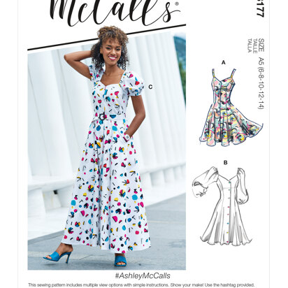 McCall's Misses' Dresses & Belt M8177 - Sewing Pattern