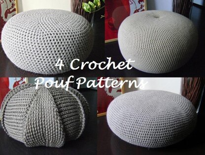 3 Crochet Pouf Floor Cushion/Footstool Tutorials and 1 Pouf Pattern