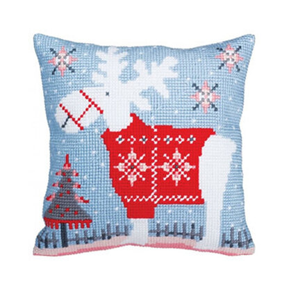 Collection D'Art Christmas Reindeer Cross Stitch Cushion Kit - 40cm x 40cm
