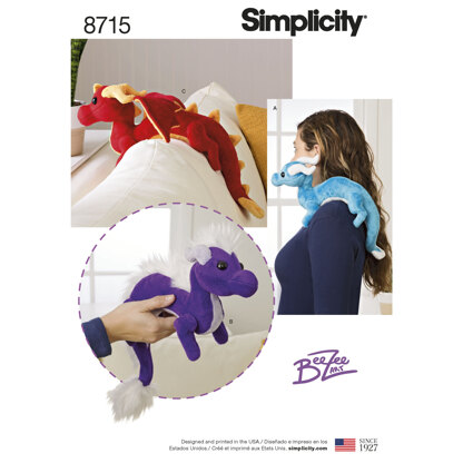 Simplicity 8715 Stuffed Dragons - Paper Pattern, Size OS (ONE SIZE)